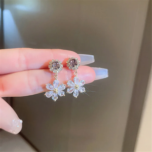 {PACK OF 2}🔥🔥Shiny Zircon Flower Circle Earrings-50% OFF